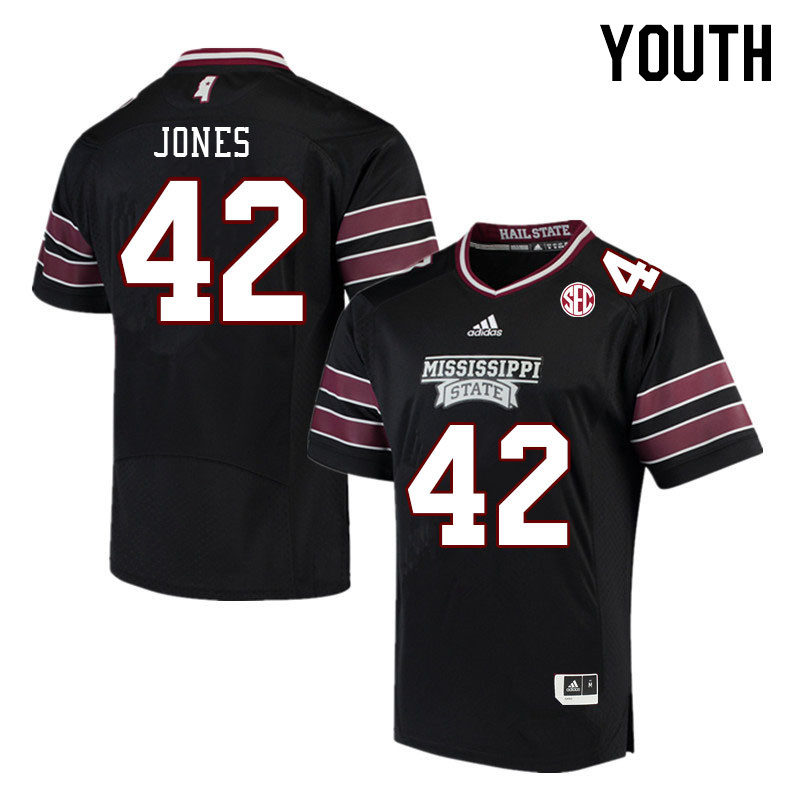 Youth #42 Ty Jones Mississippi State Bulldogs College Football Jerseys Stitched Sale-Black - Click Image to Close